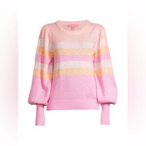 Lilly Pulitzer women’s size ex large ritza pink striped sweater ballon sleeve